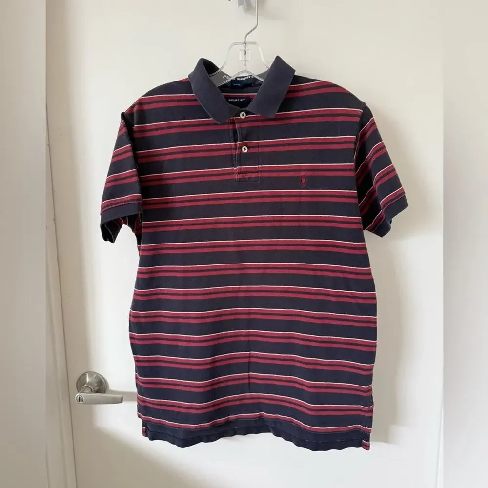Ralph Lauren Polo Shirt Men’s L Striped Preppy Y2K + Bonus Tee Bundle